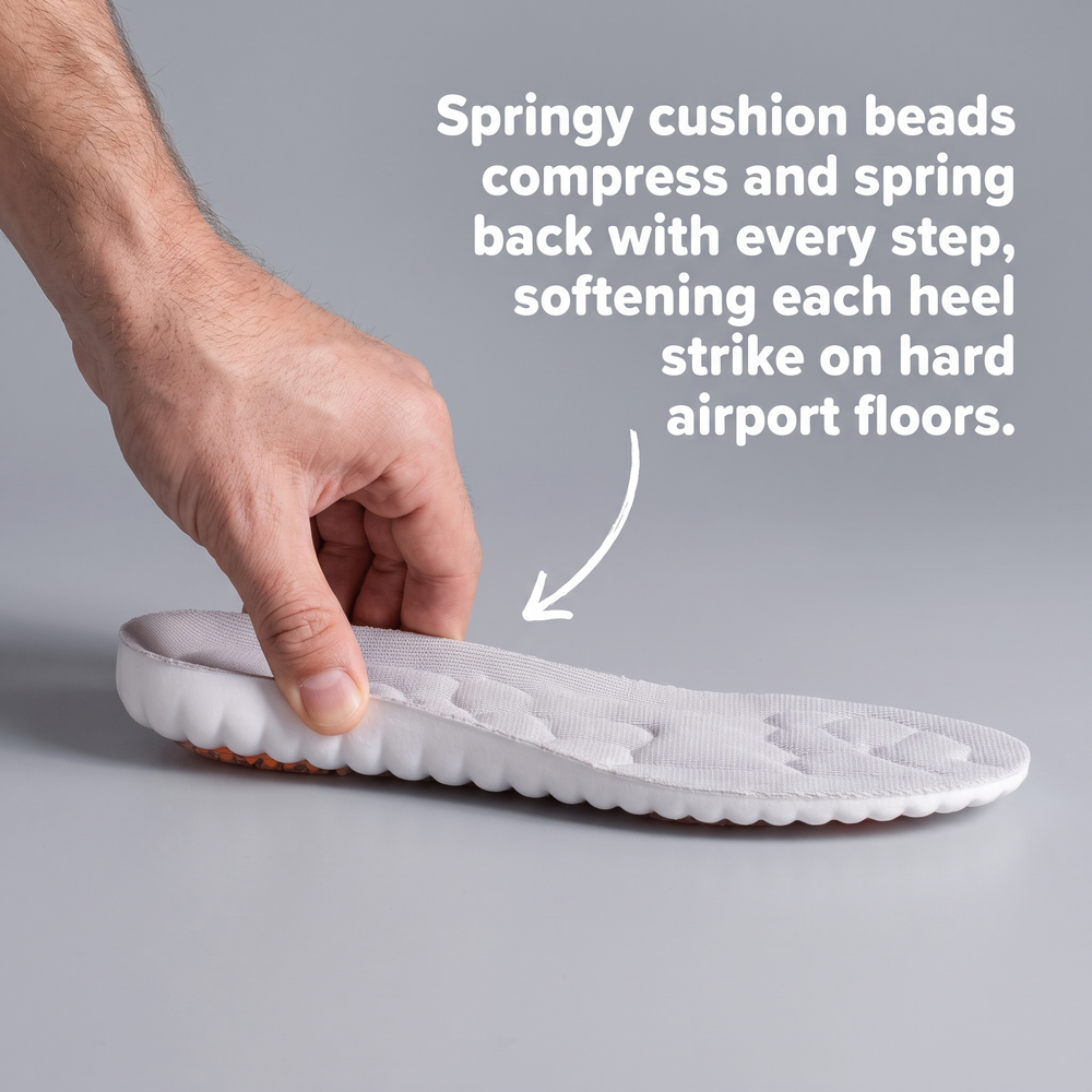 Pressing into the springy bead cushion